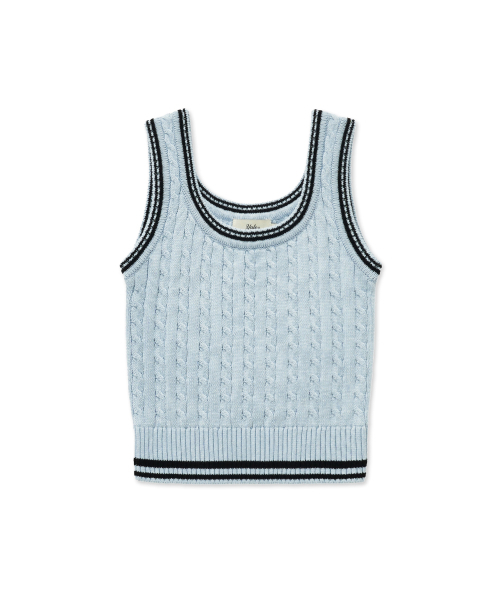 YALE(イェール)の「ケーブルニットノースリーブ_ブルーグレー(Tシャツ/カットソー・レディース・その他・SMALL/MEDIUM)」の1枚目の写真