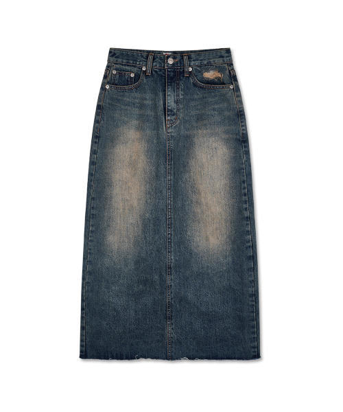 NAKED SURF CLUB(ネイキッドサーフクラブ)の「レタリングデニムロングスカート (インディゴブルー)(スカート・レディース・その他・SMALL/MEDIUM)」の3枚目の写真