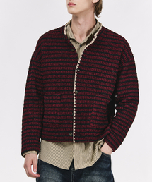THE GREATEST（ザ　グレイテスト）の「Stripe Cardigan Burgundy（カーディガン/ボレロ）」