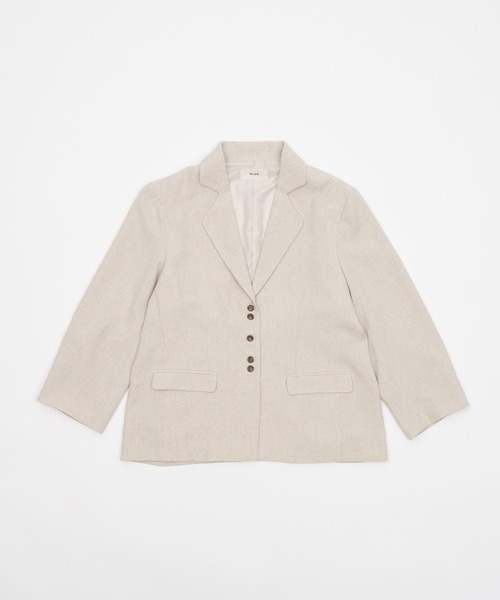 OLUN（オルン）の「linen blend jacket/リネンブレンドジャケット（テーラードジャケット・レディース・ベージュ/アイボリー/ブラウン/チェック・MEDIUM/SMALL）」の10枚目の写真