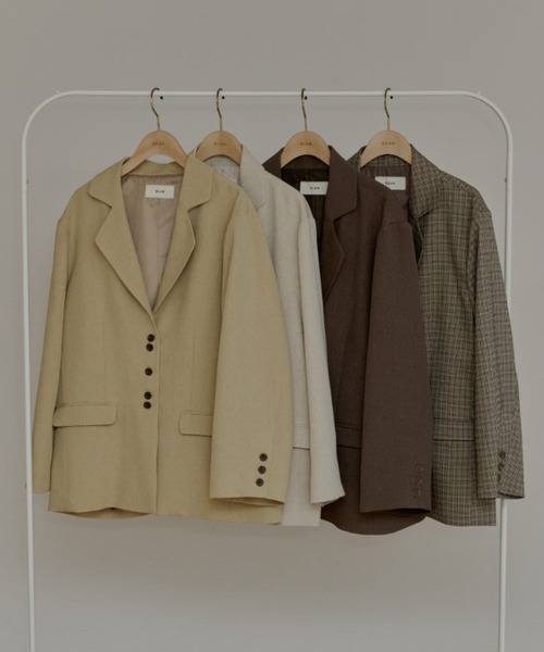 OLUN（オルン）の「linen blend jacket/リネンブレンドジャケット（テーラードジャケット・レディース・ベージュ/アイボリー/ブラウン/チェック・MEDIUM/SMALL）」の13枚目の写真