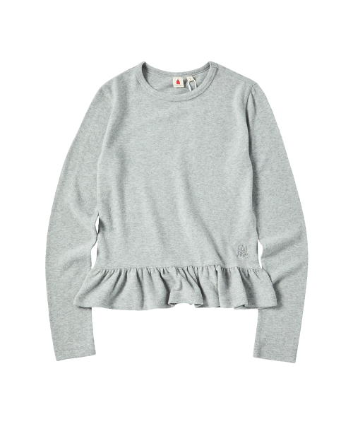 COMONINOZ（コモニノズ）の「W FRILL T-SHIRT [MELANGE]（Tシャツ/カットソー・レディース・グレー・FREE）」の2枚目の写真