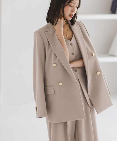 Noble(ノーブル)の「《追加・セットアップ対応》フローツイルピークドラペルジャケット(テーラードジャケット・レディース・モカ/ブルー/チャコールグレー・40/38/36/34)」の3枚目の写真