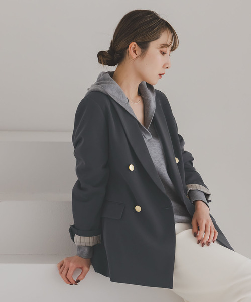 Noble(ノーブル)の「《追加・セットアップ対応》フローツイルピークドラペルジャケット(テーラードジャケット・レディース・モカ/ブルー/チャコールグレー・40/38/36/34)」の10枚目の写真
