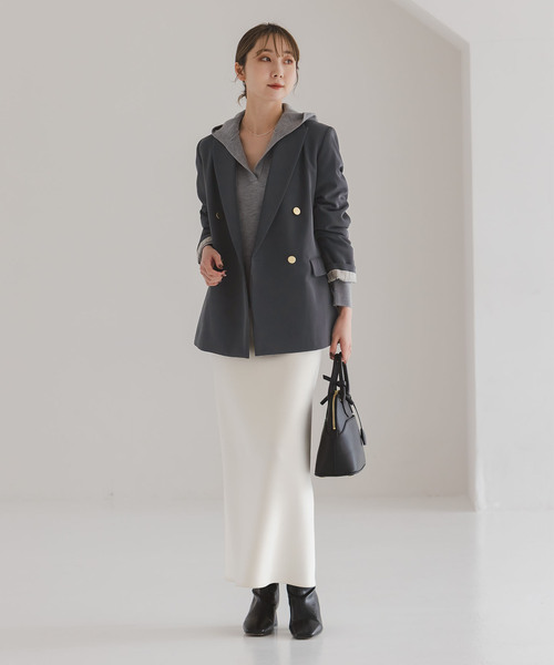 Noble(ノーブル)の「《追加・セットアップ対応》フローツイルピークドラペルジャケット(テーラードジャケット・レディース・モカ/ブルー/チャコールグレー・40/38/36/34)」の11枚目の写真