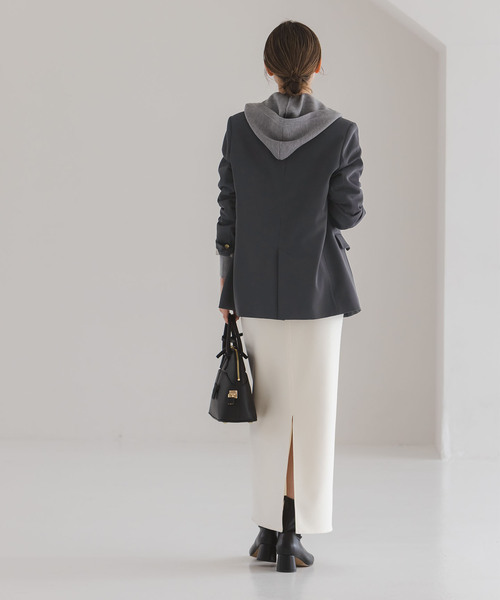 Noble(ノーブル)の「《追加・セットアップ対応》フローツイルピークドラペルジャケット(テーラードジャケット・レディース・モカ/ブルー/チャコールグレー・40/38/36/34)」の12枚目の写真