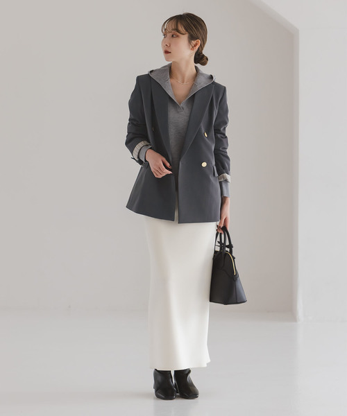Noble(ノーブル)の「《追加・セットアップ対応》フローツイルピークドラペルジャケット(テーラードジャケット・レディース・モカ/ブルー/チャコールグレー・40/38/36/34)」の16枚目の写真