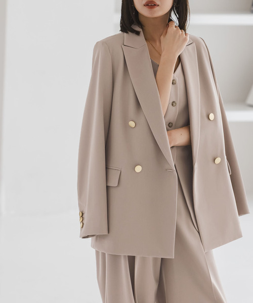 Noble(ノーブル)の「《追加・セットアップ対応》フローツイルピークドラペルジャケット(テーラードジャケット・レディース・モカ/ブルー/チャコールグレー・40/38/36/34)」の21枚目の写真