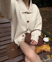 Reurie' | メタルポイントスエードバッグ(sayaka select)　ブラウン ショルダー ワンハンドル シンプル カジュアル 秋冬(ショルダーバッグ)