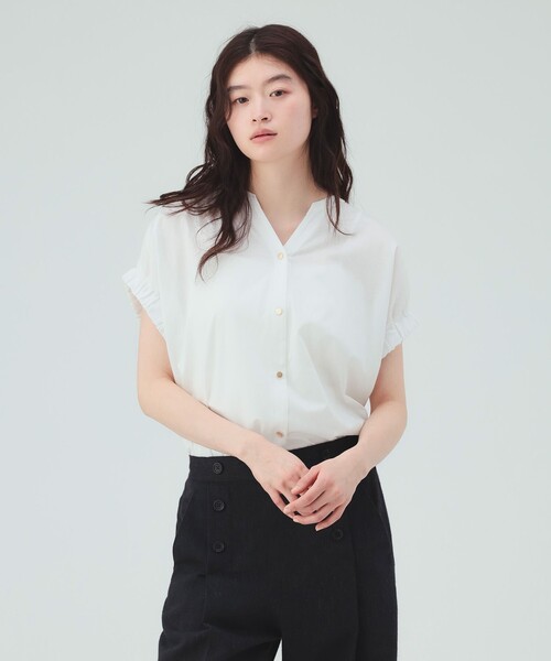 BEAMS HEART(ビームスハート)の「スキッパーネック シルケット カットソー(Tシャツ/カットソー・レディース・オフホワイト/その他/ブラック/イエロー系その他2・FREE)」の5枚目の写真