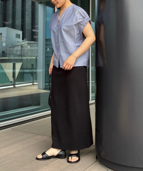 BEAMS HEART(ビームスハート)の「スキッパーネック シルケット カットソー(Tシャツ/カットソー・レディース・オフホワイト/その他/ブラック/イエロー系その他2・FREE)」の7枚目の写真