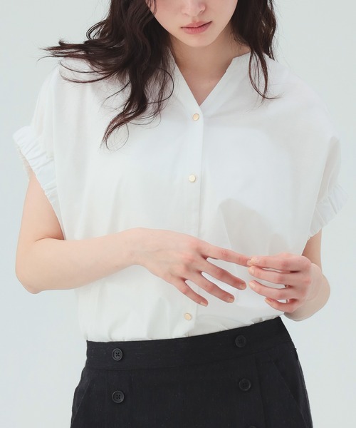 BEAMS HEART(ビームスハート)の「スキッパーネック シルケット カットソー(Tシャツ/カットソー・レディース・オフホワイト/その他/ブラック/イエロー系その他2・FREE)」の9枚目の写真