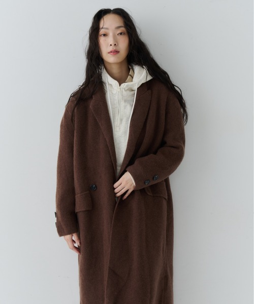 NUJOH(ヌゾ)の「Long Tailored Minimal Coat / ロングテーラードミニマルコート(チェスターコート・レディース・チャコールグレー/ブラウン/ライトベージュ/ブラック・FREE)」の1枚目の写真
