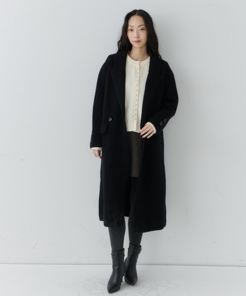 NUJOH(ヌゾ)の「Long Tailored Minimal Coat / ロングテーラードミニマルコート(チェスターコート・レディース・チャコールグレー/ブラウン/ライトベージュ/ブラック・FREE)」の3枚目の写真