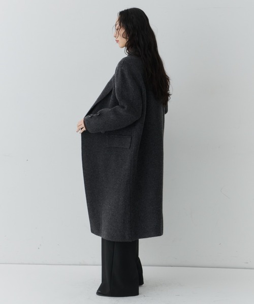 NUJOH(ヌゾ)の「Long Tailored Minimal Coat / ロングテーラードミニマルコート(チェスターコート・レディース・チャコールグレー/ブラウン/ライトベージュ/ブラック・FREE)」の9枚目の写真