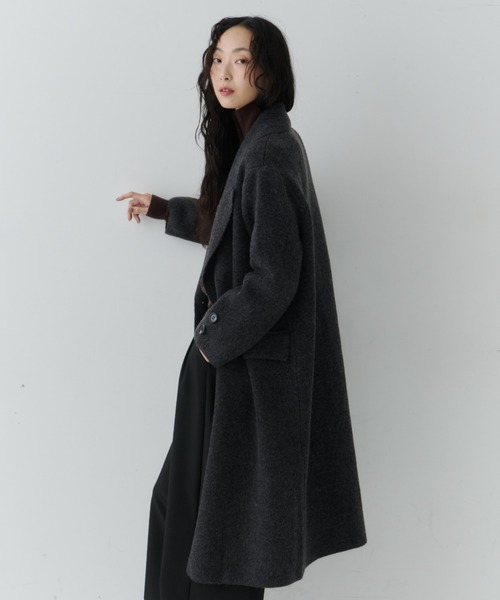 NUJOH(ヌゾ)の「Long Tailored Minimal Coat / ロングテーラードミニマルコート(チェスターコート・レディース・チャコールグレー/ブラウン/ライトベージュ/ブラック・FREE)」の13枚目の写真