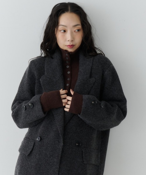 NUJOH(ヌゾ)の「Long Tailored Minimal Coat / ロングテーラードミニマルコート(チェスターコート・レディース・チャコールグレー/ブラウン/ライトベージュ/ブラック・FREE)」の15枚目の写真