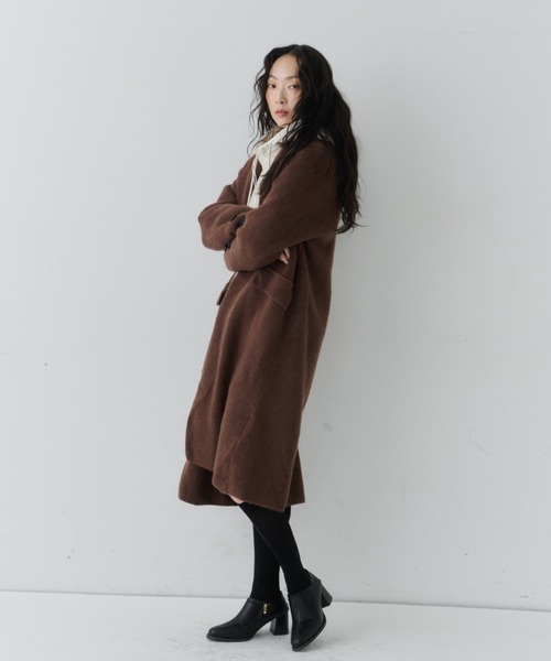 NUJOH(ヌゾ)の「Long Tailored Minimal Coat / ロングテーラードミニマルコート(チェスターコート・レディース・チャコールグレー/ブラウン/ライトベージュ/ブラック・FREE)」の16枚目の写真