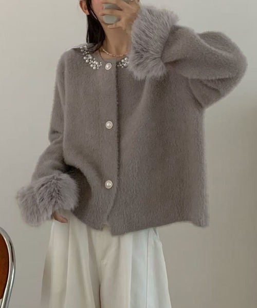 Miniministore(ミニミニストア)の「モヘアニットカーディガンファージャケット(カーディガン/ボレロ・レディース・ブルー/アイボリー/ブラック/グレー/イエロー/モカ/ピンク・FREE)」の17枚目の写真