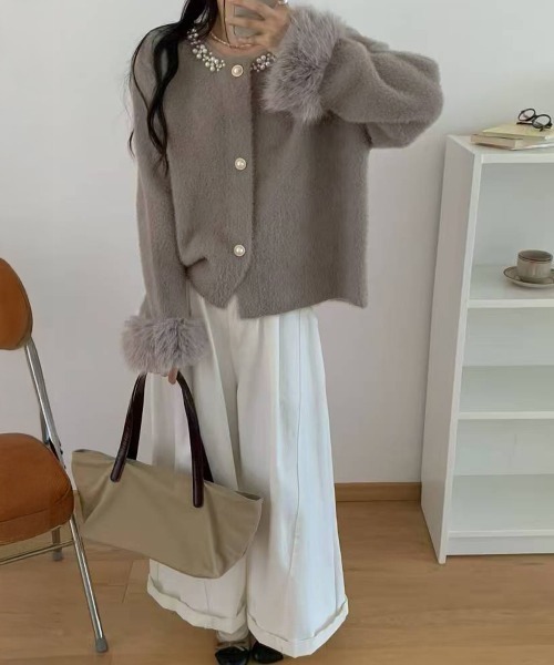 Miniministore(ミニミニストア)の「モヘアニットカーディガンファージャケット(カーディガン/ボレロ・レディース・ブルー/アイボリー/ブラック/グレー/イエロー/モカ/ピンク・FREE)」の18枚目の写真