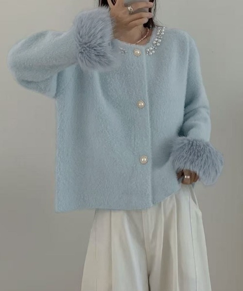 Miniministore(ミニミニストア)の「モヘアニットカーディガンファージャケット(カーディガン/ボレロ・レディース・ブルー/アイボリー/ブラック/グレー/イエロー/モカ/ピンク・FREE)」の20枚目の写真