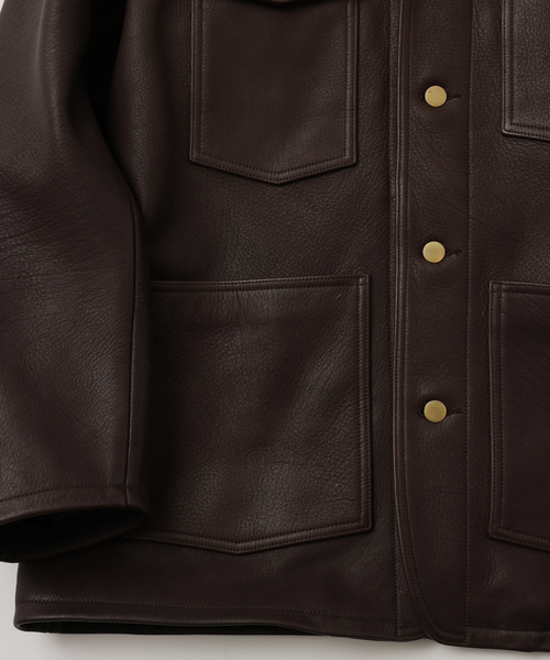 UNFOLLOW（アンフォロー）の「【FOLL / フォル】superfine deer skin coverall（ライダースジャケット・メンズ・ブラウン・FREE）」の3枚目の写真