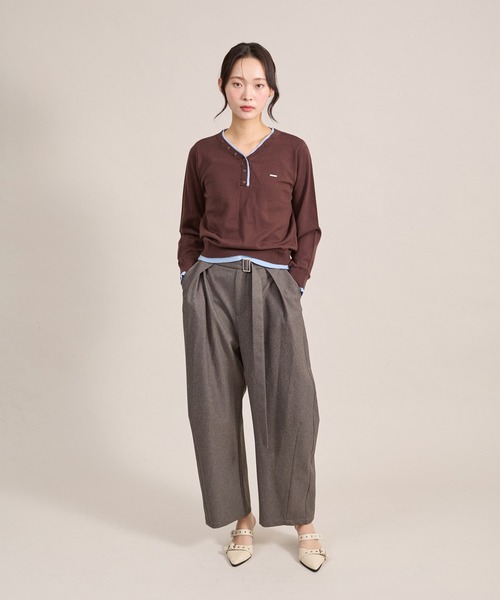 apres jour mignon(アプレジュールミニョン)の「ダブルヘンリーニット(ニット/セーター・レディース・ブラック/ネイビー/ブラウン系その他・LARGE/フリー)」の7枚目の写真