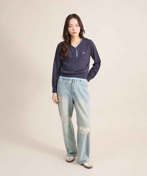 apres jour mignon(アプレジュールミニョン)の「ダブルヘンリーニット(ニット/セーター・レディース・ブラック/ネイビー/ブラウン系その他・LARGE/フリー)」の9枚目の写真