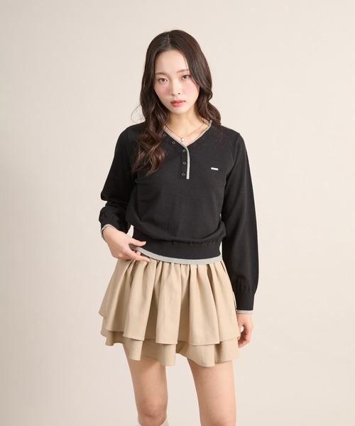 apres jour mignon(アプレジュールミニョン)の「ダブルヘンリーニット(ニット/セーター・レディース・ブラック/ネイビー/ブラウン系その他・LARGE/フリー)」の13枚目の写真