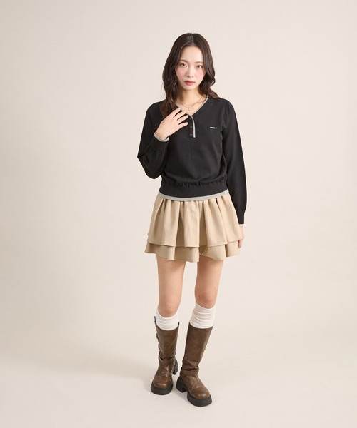 apres jour mignon(アプレジュールミニョン)の「ダブルヘンリーニット(ニット/セーター・レディース・ブラック/ネイビー/ブラウン系その他・LARGE/フリー)」の16枚目の写真