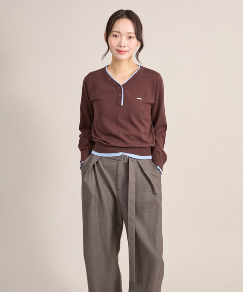 apres jour mignon(アプレジュールミニョン)の「ダブルヘンリーニット(ニット/セーター・レディース・ブラック/ネイビー/ブラウン系その他・LARGE/フリー)」の20枚目の写真