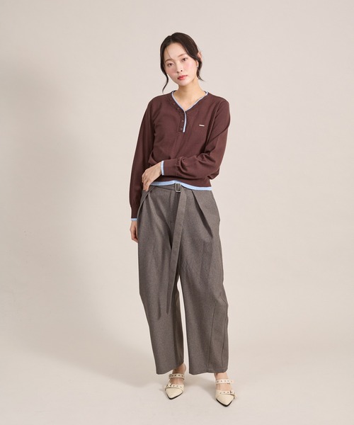 apres jour mignon(アプレジュールミニョン)の「ダブルヘンリーニット(ニット/セーター・レディース・ブラック/ネイビー/ブラウン系その他・LARGE/フリー)」の22枚目の写真