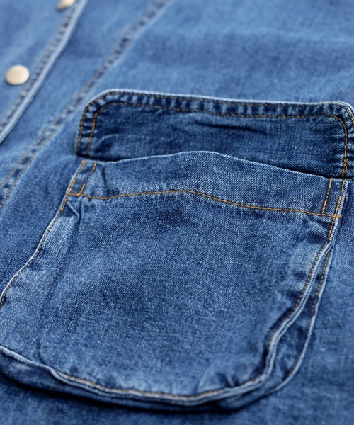 antiqua(アンティカ)の「スタンドカラー デニムジャケット(デニムジャケット・レディース・ブルー系その他・ONESIZE)」の4枚目の写真