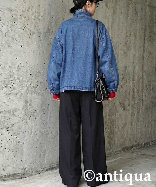 antiqua(アンティカ)の「スタンドカラー デニムジャケット(デニムジャケット・レディース・ブルー系その他・ONESIZE)」の14枚目の写真