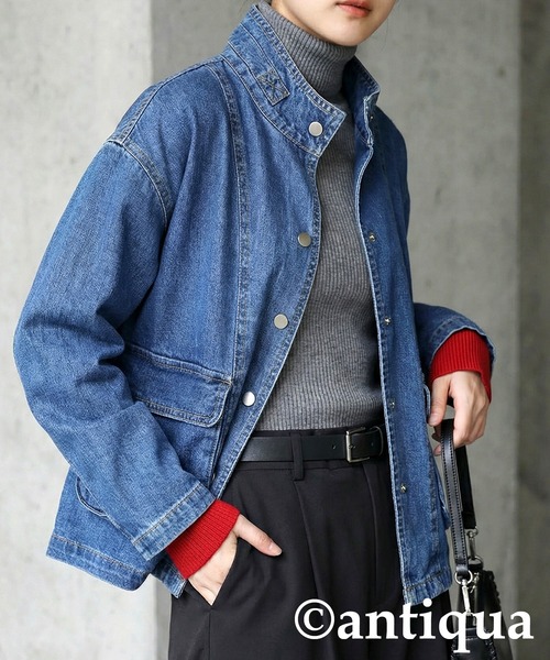 antiqua(アンティカ)の「スタンドカラー デニムジャケット(デニムジャケット・レディース・ブルー系その他・ONESIZE)」の13枚目の写真