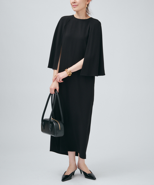 ACEPOLYバックサテンケープ風ワンピース（ワンピース）｜VERMEIL par