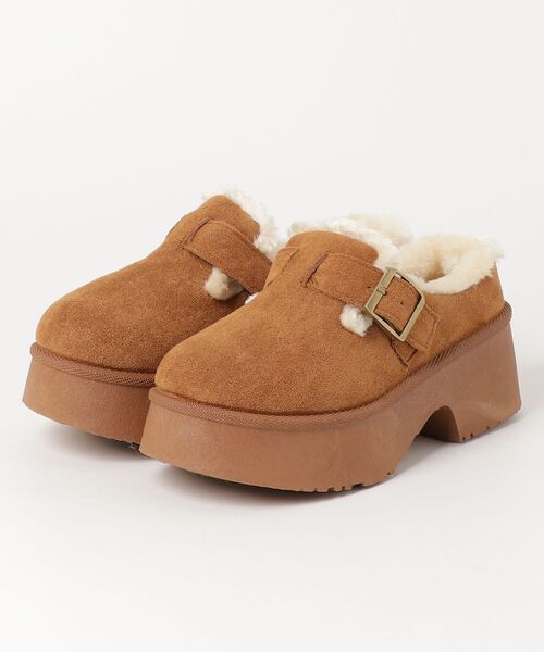 Dedes（デデス）の「Dedes ベルトデザイン厚底ファースリッポンシューズ(6421)（ブーツ・レディース・ブラウン/ブラック/ベージュ・37/45/43/41/39/35）」の2枚目の写真