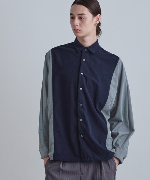 tk.TAKEO KIKUCHI（ティーケータケオキクチ）の「コーデュロイドルマンシャツ（シャツ/ブラウス・メンズ・ネイビー/ライトグレー/ブラック・02/03）」の3枚目の写真