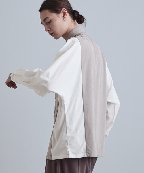 tk.TAKEO KIKUCHI（ティーケータケオキクチ）の「コーデュロイドルマンシャツ（シャツ/ブラウス・メンズ・ネイビー/ライトグレー/ブラック・02/03）」の4枚目の写真