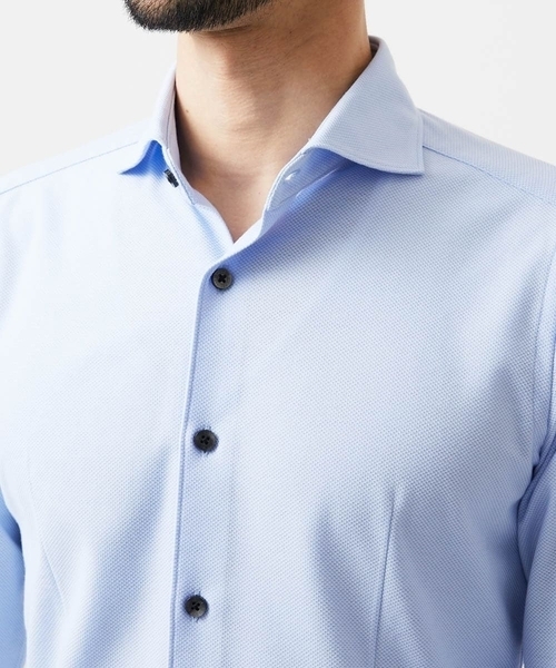 MICHEL KLEIN HOMME   （ミッシェルクランオム）の「《日本製》ベーシックジャージシャツ（シャツ/ブラウス・メンズ・ホワイト/ライトブルー/ネイビー・MEDIUM/LARGE/X-LARGE）」の9枚目の写真