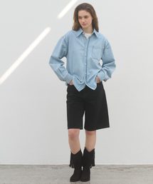 BERMUDA DENIM PANTS - BLACK