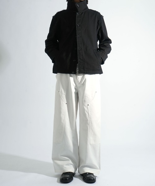 Starting Over（スターティングオーバー）の「side double knee baggy pants/サイド ダブルニー バギーパンツ ツイル/デニムパンツ（デニムパンツ・メンズ・アイボリー/ブラック/ブラック系その他・M/L）」の2枚目の写真