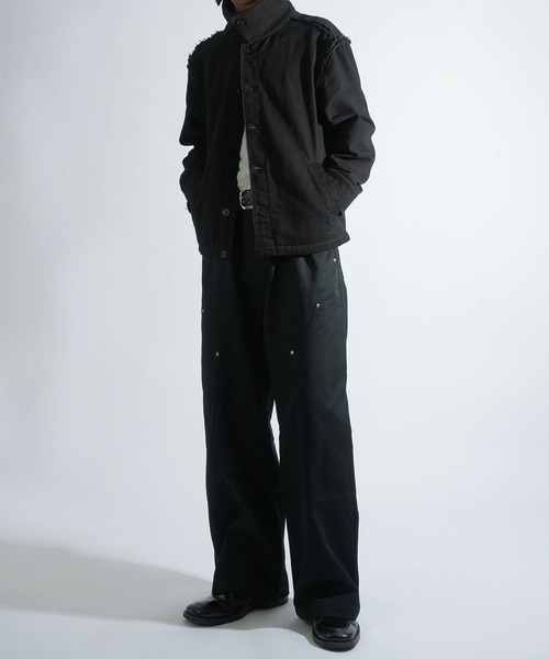 Starting Over（スターティングオーバー）の「side double knee baggy pants/サイド ダブルニー バギーパンツ ツイル/デニムパンツ（デニムパンツ・メンズ・アイボリー/ブラック/ブラック系その他・M/L）」の3枚目の写真