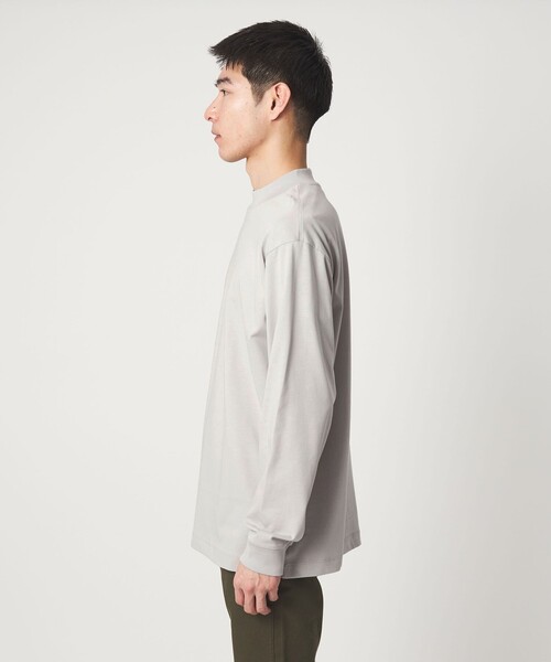 green label relaxing（グリーンレーベルリラクシング）の「LONG FIBER COTTON クリア モックネック 長袖 Tシャツ（Tシャツ/カットソー・メンズ・ブラック/ライトグレー/ホワイト・M/L/S/XL）」の8枚目の写真