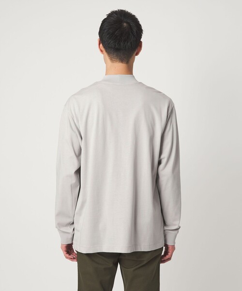 green label relaxing（グリーンレーベルリラクシング）の「LONG FIBER COTTON クリア モックネック 長袖 Tシャツ（Tシャツ/カットソー・メンズ・ブラック/ライトグレー/ホワイト・M/L/S/XL）」の9枚目の写真
