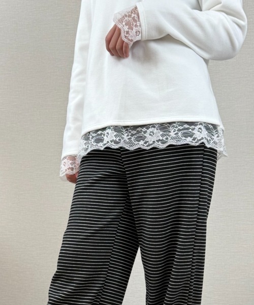 gossip!ロサンゼルス(ゴシップロサンゼルス)の「レースアクセント ロングスリーブTシャツ(Tシャツ/カットソー・レディース・ホワイト/ブラック・M/S/L)」の9枚目の写真