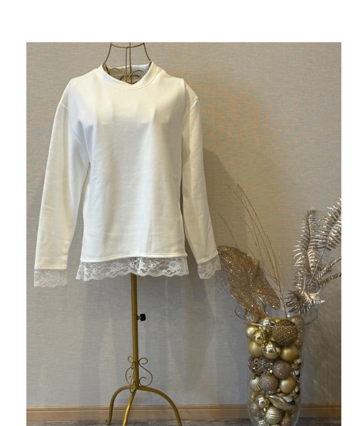 gossip!ロサンゼルス(ゴシップロサンゼルス)の「レースアクセント ロングスリーブTシャツ(Tシャツ/カットソー・レディース・ホワイト/ブラック・M/S/L)」の8枚目の写真