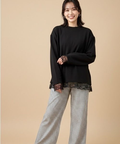 gossip!ロサンゼルス(ゴシップロサンゼルス)の「レースアクセント ロングスリーブTシャツ(Tシャツ/カットソー・レディース・ホワイト/ブラック・M/S/L)」の15枚目の写真
