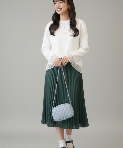 gossip!ロサンゼルス(ゴシップロサンゼルス)の「レースアクセント ロングスリーブTシャツ(Tシャツ/カットソー・レディース・ホワイト/ブラック・M/S/L)」の5枚目の写真