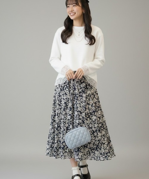 gossip!ロサンゼルス(ゴシップロサンゼルス)の「レースアクセント ロングスリーブTシャツ(Tシャツ/カットソー・レディース・ホワイト/ブラック・M/S/L)」の4枚目の写真